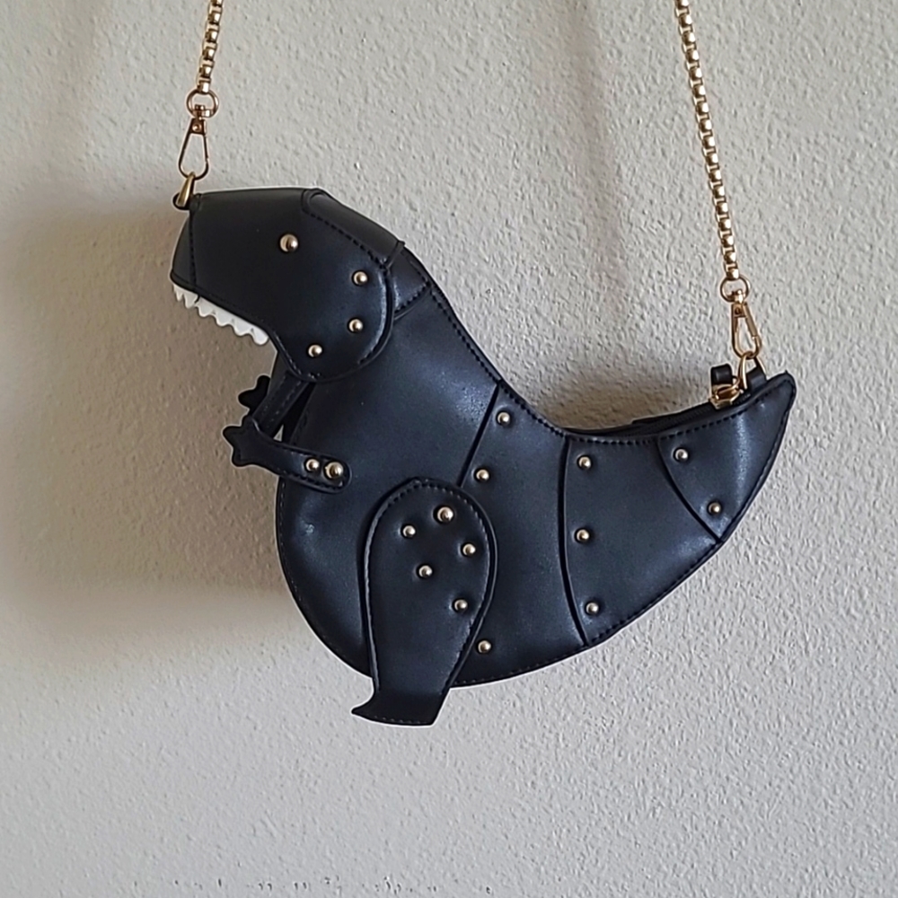 Gold-Studded T-Rex Crossbody Bag